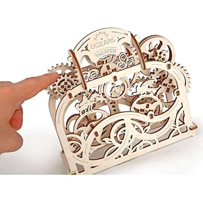 MADE IN EUROPE, 3D WOODEN PUZZLE THEATRE, MECHANICAL MODEL KIT WITH 70 PARTS, DIY SELF-ASSEMBLY WOODCRAFT CONSTRUCTION TOY, PERFECT FOR GIFTING, NO GLUE NEEDED, BROWN, UGR-70002 - Image 2